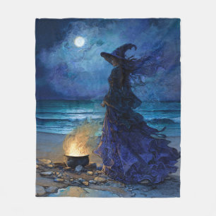 Witch by the Moonlit Sea Fleece Blanket