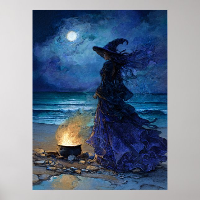 Witch by the Moonlit Sea Poster (Front)