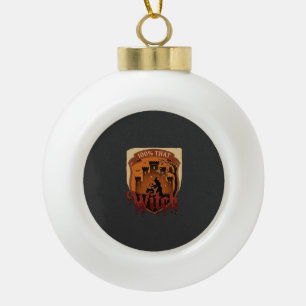 Witch Castle Cauldron Owl Bats_1 Ceramic Ball Christmas Ornament