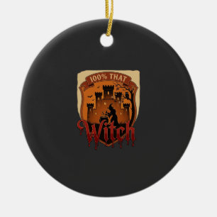 Witch Castle Cauldron Owl Bats_1 Ceramic Tree Decoration