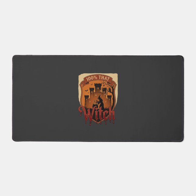 Witch Castle Cauldron Owl Bats_1 Desk Mat (Front)