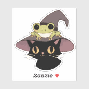 Witch Cat And Frog