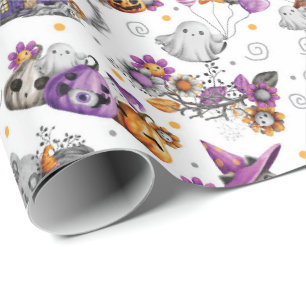 Witch Cat And Spooky Friends Wrapping Paper