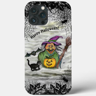 Witch , Cat , Bat and Pumpkin , Happy Halloween ! iPhone 13 Pro Max Case