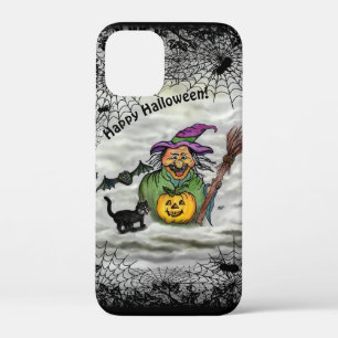 Witch , Cat , Bat and Pumpkin , Happy Halloween ! iPhone 12 Mini Case