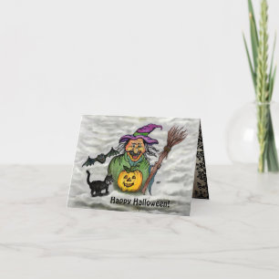 Witch , Cat , Bat and Pumpkin , Happy Halloween ! Invitation