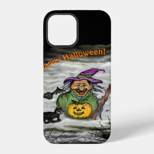 Witch , Cat , Bat and Pumpkin , Happy Halloween ! iPhone 12 Case