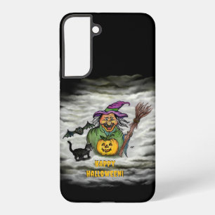 Witch , Cat , Bat and Pumpkin , Happy Halloween ! Samsung Galaxy Case