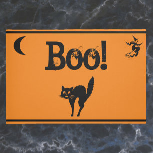 Witch familiar Black cat silhouette doormat Halloween