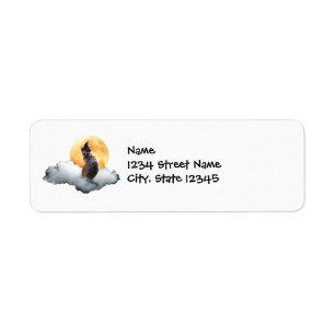 Witch Cat Cloud Halloween Label