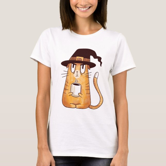 Witch Cat Coffee T-Shirt (Front)