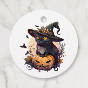 Witch Cat for Halloween Favour Tags