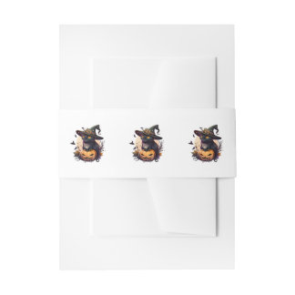 Witch Cat for Halloween Invitation Belly Band