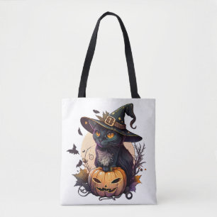 Witch Cat for Halloween Tote Bag