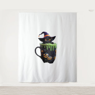 Witch Cat Halloween Coffee Mug – Cute Black Cat wi Tapestry