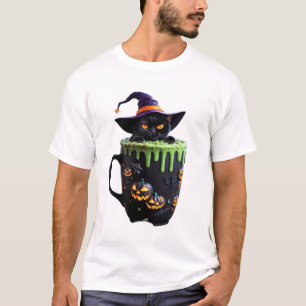 Witch Cat Halloween Coffee Mug  Cute Black Cat wit T-Shirt