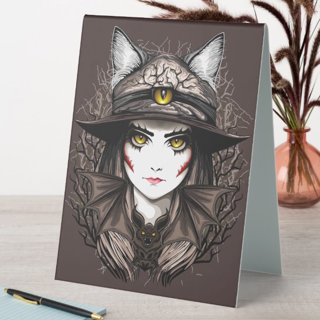 Witch Cat Halloween Creepy Cute Portrait (In SItu (Table))