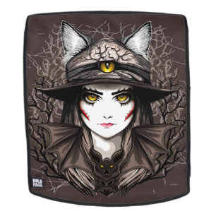 Witch Cat Halloween Creepy Cute Portrait Backpack