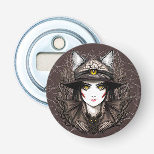 Witch Cat Halloween Creepy Cute Portrait Bottle Opener