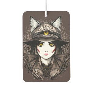 Witch Cat Halloween Creepy Cute Portrait Car Air Freshener