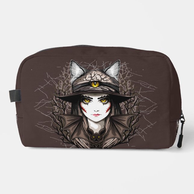Witch Cat Halloween Creepy Cute Portrait Dopp Kit (Front)
