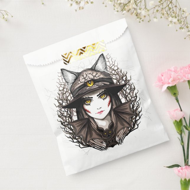 Witch Cat Halloween Creepy Cute Portrait Favour Bags (Sealed)