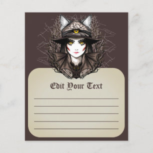 Witch Cat Halloween Creepy Cute Portrait Flyer