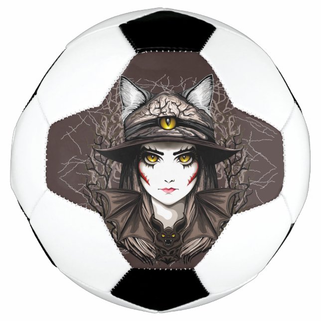 Witch Cat Halloween Creepy Cute Portrait Football (Front)