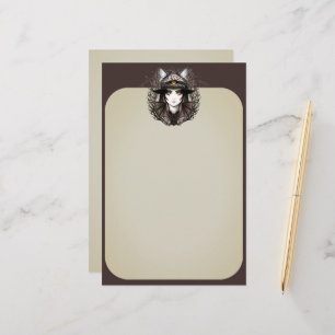 Witch Cat Halloween Creepy Cute Portrait Stationery