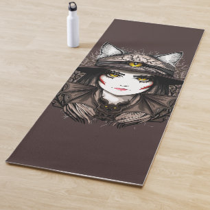 Witch Cat Halloween Creepy Cute Portrait Yoga Mat