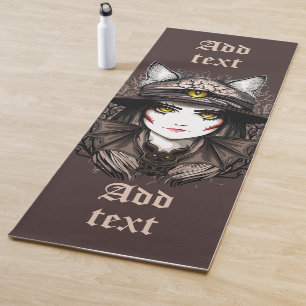 Witch Cat Halloween Creepy Cute Portrait Yoga Mat