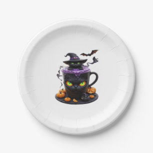 Witch Cat Halloween Latte – Creepy Cute Coffee wit Paper Plate