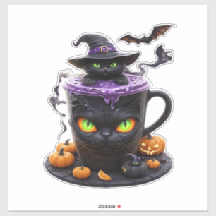 Witch Cat Halloween Latte  Creepy Cute Coffee with