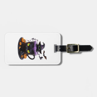 Witch Cat Halloween Latte  Creepy Cute Coffee with Luggage Tag