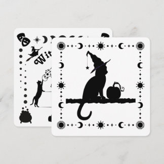 Witch Cat Halloween Party Invitation