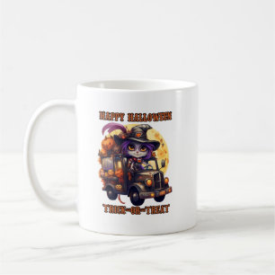 Witch Cat Halloween Trucker Kids Spooky Festive Ri Coffee Mug