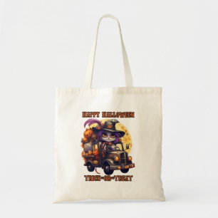Witch Cat Halloween Trucker Kids Spooky Festive Ri Tote Bag