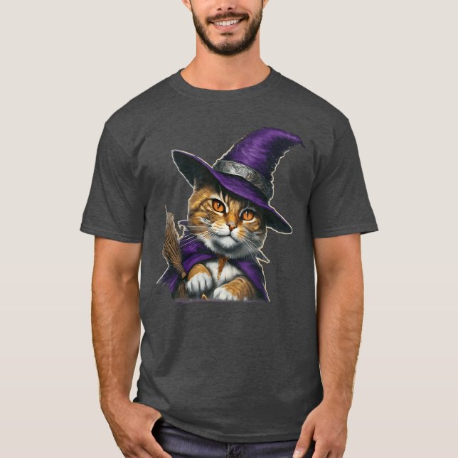 Witch Cat Halloween vintage T-Shirt (Front)