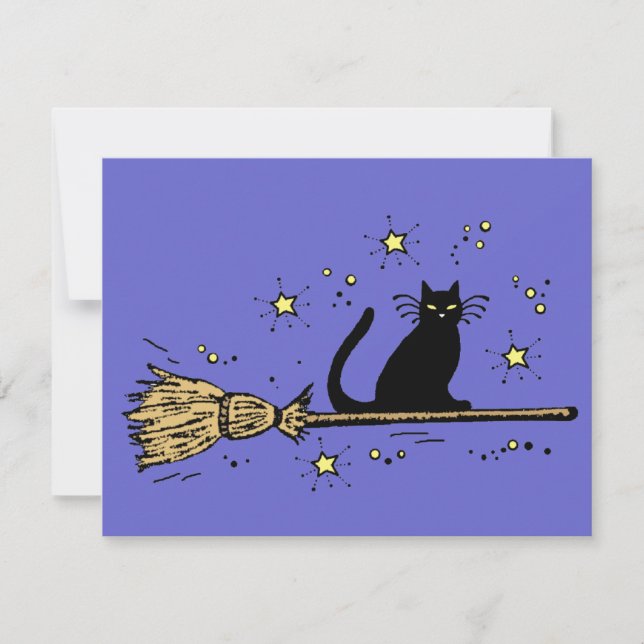 Witch cat invitation card (Front)
