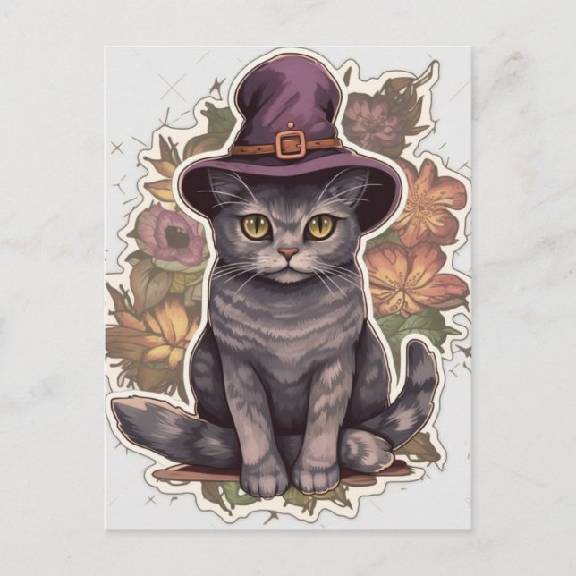 Witch Cat  Postcard (Front)