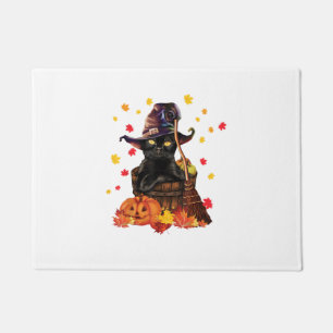 Witch Cat Pumpkin Fall Lover Funny Cat Gift for Me Doormat