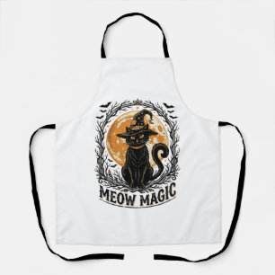 Witch Cat Shirt Vintage Halloween Moon Design_1 Apron