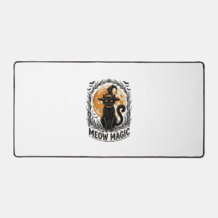 Witch Cat Shirt Vintage Halloween Moon Design_1 Desk Mat