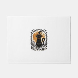 Witch Cat Shirt Vintage Halloween Moon Design_1 Doormat