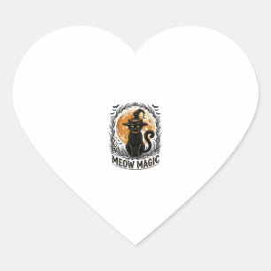 Witch Cat Shirt Vintage Halloween Moon Design_1 Heart Sticker