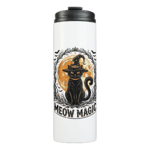 Witch Cat Shirt Vintage Halloween Moon Design_1 Thermal Tumbler