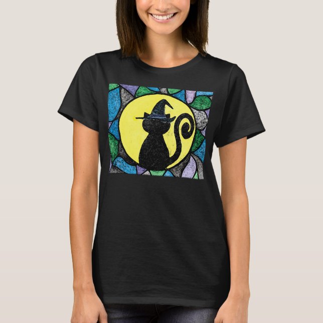 Witch Cat stained glass t-shirt (Front)