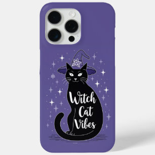 Witch Cat Vibes Purple Halloween iPhone 15 Pro Max Case
