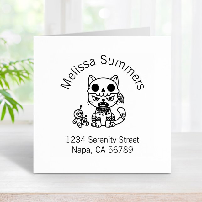 Witch Cat Voodoo Doll Arch Address Rubber Stamp (Creator Uploaded)