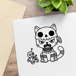 Witch Cat Voodoo Doll Rubber Stamp